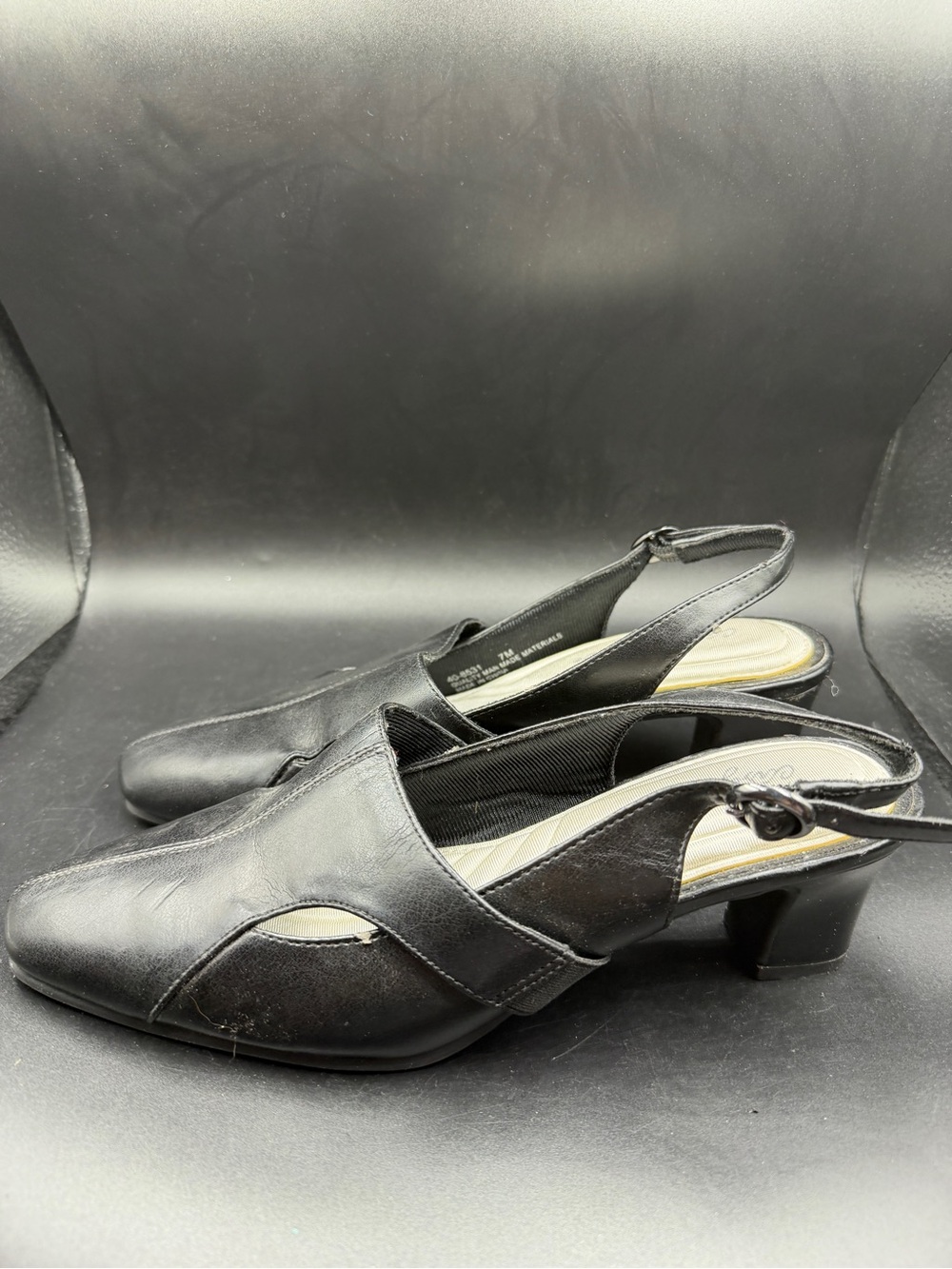 Black Slingback Low Heel Pumps for Women